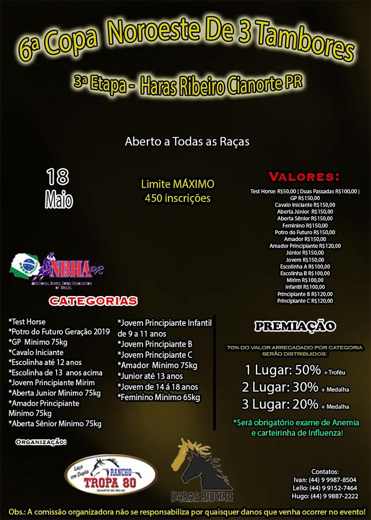 3º Etapa da VI Copa Noroeste de Três Tambores em Cianorte (PR)