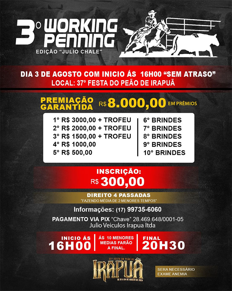 3º Working Penning  em Irapurã (SP)