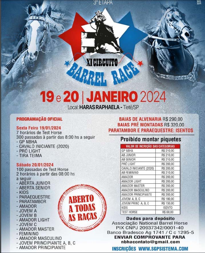 3ª Etapa do XI Circuito Barrel Race em Tietê (SP)