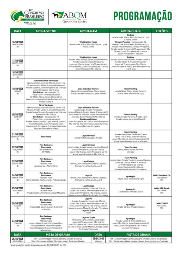 34º Congresso Brasileiro da Raça Quarto de Milha 