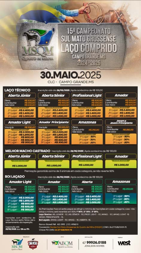 15º Campeonato Sul Mato Grossense de Laço Comprido em Campo Grande