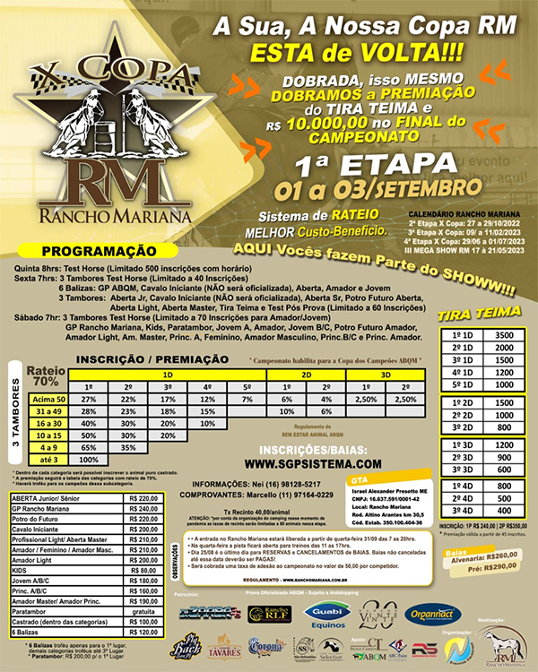 1ª Etapa da X Copa Rancho Mariana em Altinópolis (SP)